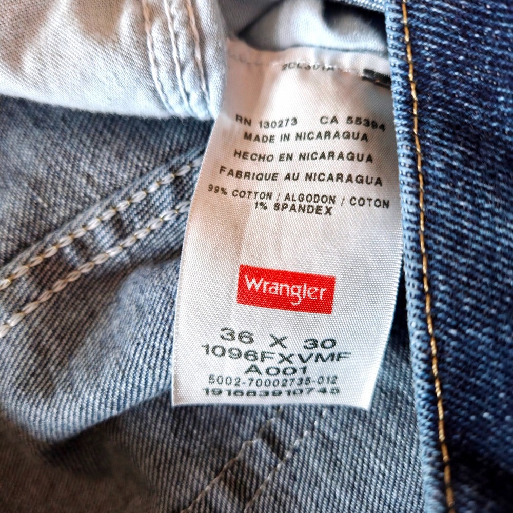 Wrangler Straight Leg Jeans Mens 36x30 Dark Blue Comfort Stretch Denim - Picture 7 of 8